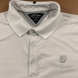 Adidas adiPure The Quarry Golf Polo Shirt Mens Large White Gray Striped FK1079